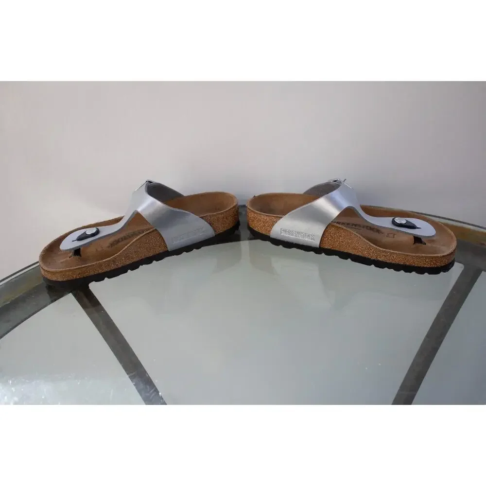 NEW‎ Birkenstock Gizeh Silver Thong Sandals Metallic Womens Size EU 35 / L 4 US